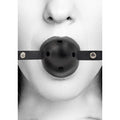 Ouch! Black & White Breathable Ball Gag With Bonded Leather Straps