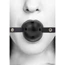 Ouch! Black & White Breathable Ball Gag With Bonded Leather Straps