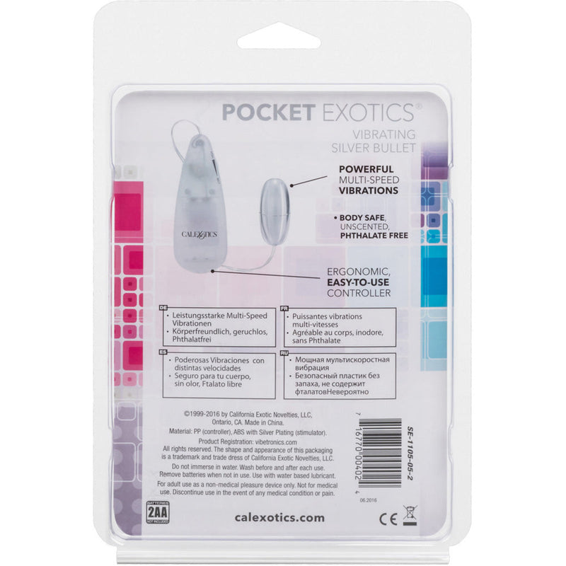 Pocket Exotics Vibrating Silver Bullet Silver