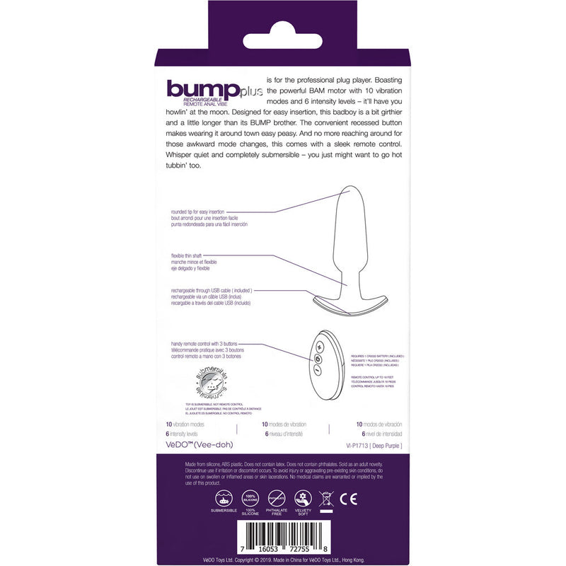 Bump Plus Rechargeable Remote Control Anal Vibe