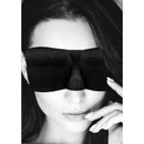 Ouch! Black & White Satin Curvy Eye Mask With Elastic Straps