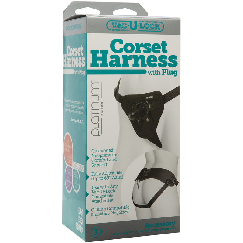 Vac-U-Lock Platinum Corset Harness With Plug