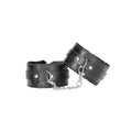 Ouch! Black & White Plush Bonded Leather Ankle Cuffs With Adjustable Straps